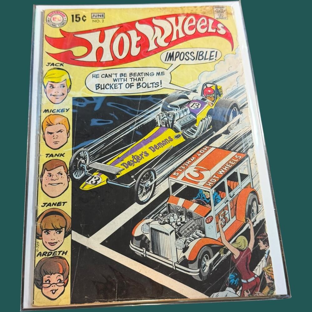Hot Wheels #2 DC Comics June 1970 15c Vintage Comic Book Drag Racing Cars